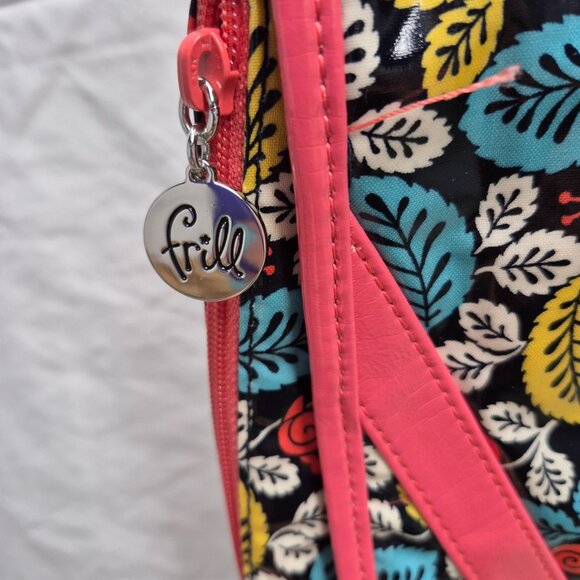 Vera Bradley Frill Messenger Bag Happy Snails Pink Leaf Vinyl - Picture 2 of 10